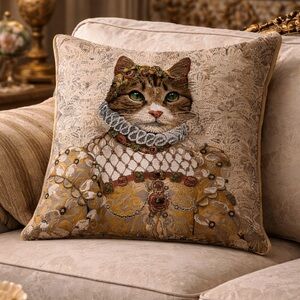 Metrax Craye Cat Tapestry Pillow Cover Grey Cat Sisi 48cm Belgian Novelt